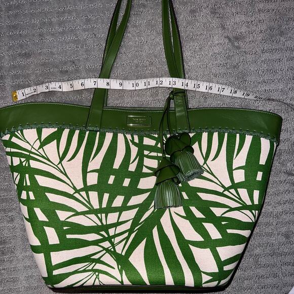 Kate Spade The Pier Palm Fronds Canvas Medium Tropical Boho large Tote purse - Picture 6 of 9